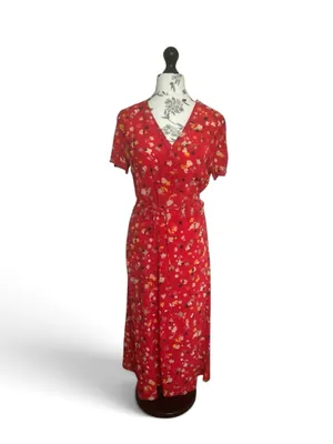 Realisation Par The Teale Rouge Fleur 100% Silk Wrap Dress XL thumbnail 5