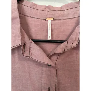 New Free People Pink Long Sleeve Button Down Shirt Women’s Small thumbnail 2