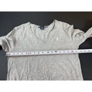 Ralph Lauren Sport Gray Cotton V Neck Long Sleeve T-Shirt L Preppy Pony Logo Y2K thumbnail 8
