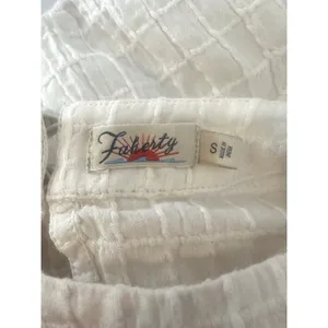 Faherty Cala Windowpane Dolman Cropped Ivory Top S Organic Cotton Neutral Boho thumbnail 5