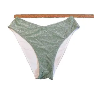Victoria’s Secret Shimmer High‑Waist Cheeky Bikini Bottom Green Large thumbnail 2