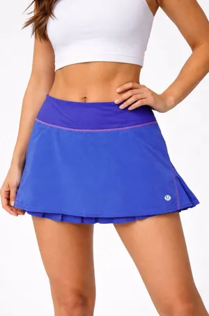 Lululemon Women's Run Skirt Size 6 Blue Pleated‎ Back Hidden Zipper Pocket thumbnail 1