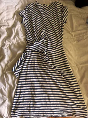 J. McLaughlin Blue white striped dress thumbnail 1