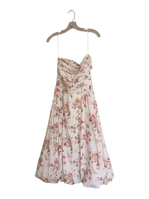 NWT Women's Smocked Strapless Midi Dress Cotton Floral Small thumbnail 4