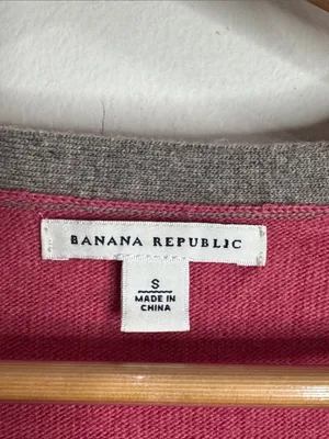 Banana Republic Cashmere Wool Raspberry V-neck Button-down Cardigan Grey Trim S thumbnail 9