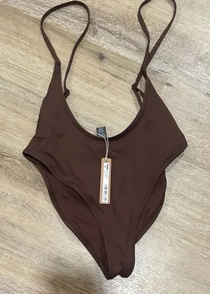 SKIMS Chocolate One-Piece Swimsuit thumbnail 1