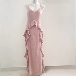 NEW L'atiste By Amy Rose Halter Ruffle Gown Dress Two Slit Side MEDIUM fairy thumbnail 5