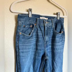 Levi‘s Low Pro Straight Jeans Sz 26 High Rise Distressed Medium Blue‎ Wash thumbnail 7