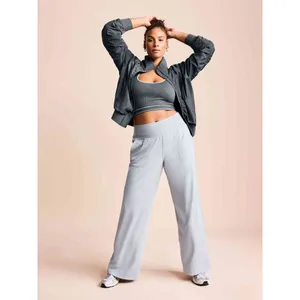 Athleta L Venice High Rise Wide Leg Pant Featherstone Grey Large Regular thumbnail 3
