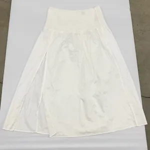 Wild Fable White Smocked Waist Side Slit Midi Skirt‎ Womens size L NWT thumbnail 1