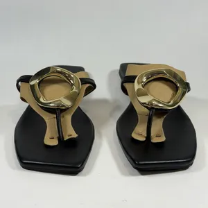 I.N.C. International Concepts Size-8.5M Flat Sandals‎ Yadiraf Black Gold thumbnail 5