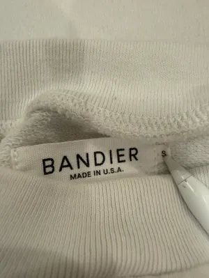 Bandier White Cropped Varsity Logo Crewneck Sweatshirt Small thumbnail 3