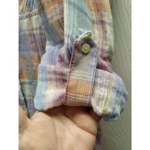 Lauren Ralph Lauren Size L Pastel Gauzy Semi-Sheer Button Up Long Sleeve Shirt thumbnail 5