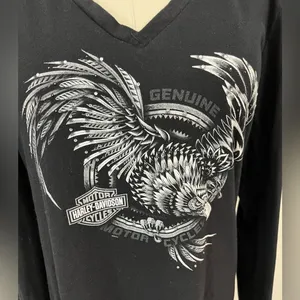 ❄️Harley Davidson Rhinestone Embellished‎ Long Sleeve Tee thumbnail 2