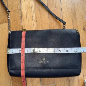 KATE‎ SPADE Staci Medium Flap Crossbody Bag Black With Gold Chain 10” x 7” thumbnail 6