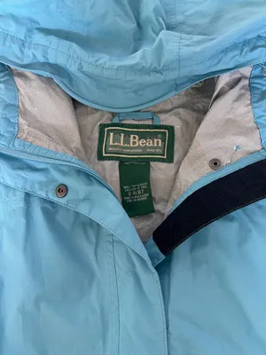 L.L.Bean Vintage Teal Nylon Hooded Rain Jacket Windbreaker Unise thumbnail 4