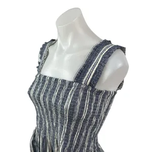 Anthropologie Maeve Women's Blue Striped Ruffle Sleeveless Peplum Blouse Top S thumbnail 2