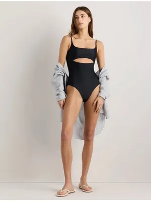 NWT Italian Cut Out One-Piece Swimsuit in Black - Size: Small thumbnail 10