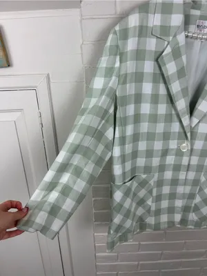 JR Bentley Green Check Gingham Plaid Blazer Size 14 thumbnail 5
