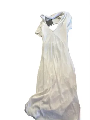NEW LE LIS short sleeve collared midi dress in ivory S NWT thumbnail 6
