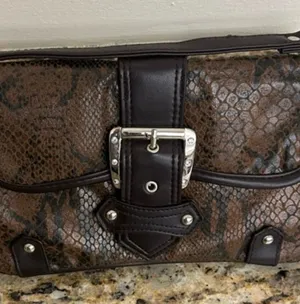 Bag Brown Textured faux Leather Shoulder Bag with Buckle Detail thumbnail 1