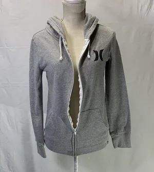 Hurley Full Zip Gray Hoodie Size Medium thumbnail 3