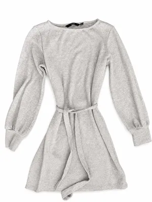 VERO MODA Grey sweater dress with tie waist thumbnail 1