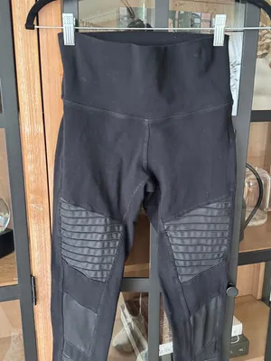 ALO leggings moto mesh panel high rise 2010s 7/8 ankle y2k vintage biker workout thumbnail 8