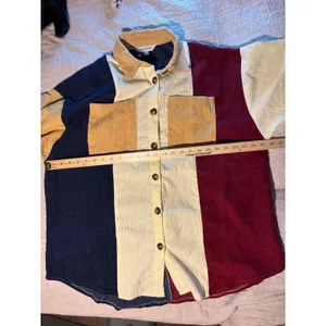 Davi & Dani Colorblock Corduroy Shirt Jacket Oversized Patchwork Shacket Small thumbnail 5