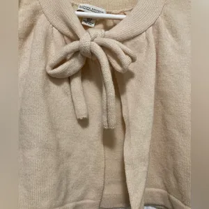 Banana Republic Cream Cropped Bolero Puff Sleeves 100% Merino Wool Sweater thumbnail 5