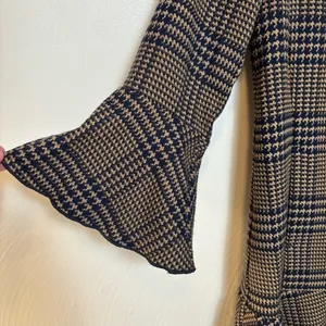 Cabi Women's Flounce‎ Jacket 3902 Tartan Plaid Zip Front Brown Navy Size Small thumbnail 6