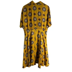 Nissa Marigold Medallion Print Silk Blend Short Sleeve A-Line Midi Dress Size 8 thumbnail 16
