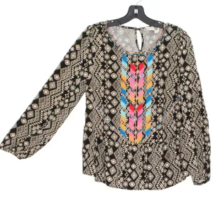 Savanna Jane Embroidered Top Boho Southwestern Festival Peasant Hippie Flowy M thumbnail 2