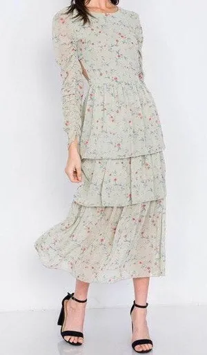 Everly Mint Floral Maxi Dress thumbnail 1