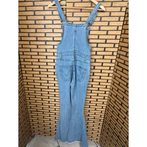 MuMu Blue Denim Flared Leg‎ Overalls Size Small thumbnail 2
