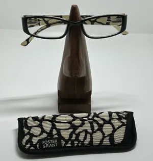 Foster Grant Black and Beige Patterned Prescription Glasses Frames with Case thumbnail 1
