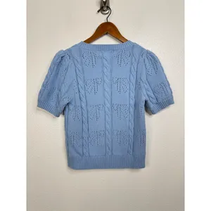 Pinch Light Blue Bow Print Short Sleeve Sweater Top Size‎ Small thumbnail 2