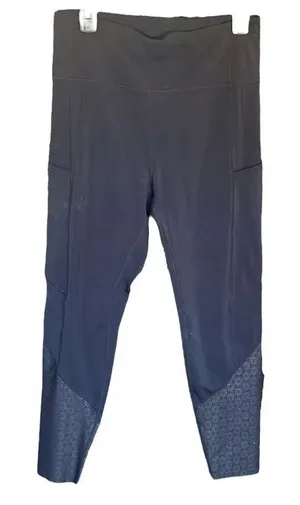 Zyia high rise black pocket activewear leggings 7/8 length raw hem size 12 #547 thumbnail 1