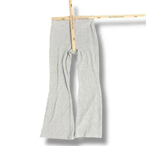 Aerie Ribbed Flare Leggings Gray High Rise‎ Stretch Pull On Womens L thumbnail 3