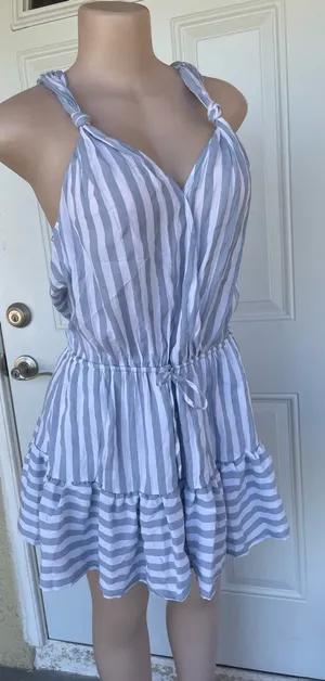 Mustard Seed Blue and White Striped Top thumbnail 1