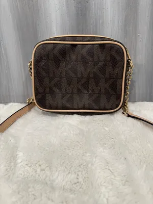 Michael Kors Brown Monogram Crossbody with Tan Trim thumbnail 3
