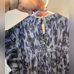 Anthropologie Jenee Tiered Tunic Dress Blue Leopard Print Sz XS thumbnail 7