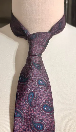 Mallards Neck Tie Silk Purple Multicolor Presley Geometric Hand Sewn USA thumbnail 1