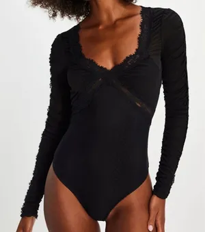 Free People Bodysuit Intimately Black thumbnail 1