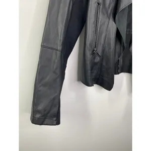 The Limited Collection Womens Black Faux Leather Biker Drape Jacket Size XS Goth thumbnail 3