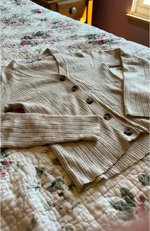 Madewell Pointelle Beige Sweater  thumbnail 4