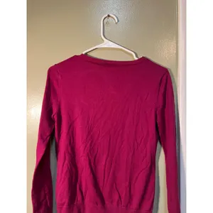 Loft Women's Sz XS Cardigan Sweater Crewneck Magenta Pink Jeweled Buttons Cotton thumbnail 9