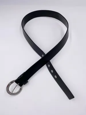 MICHAEL Michael Kors Black Faux Leather Belt Silver Round Buckle Grommets Y2K thumbnail 7