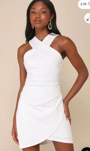 Lulu's White Crisscross Neck Mini Dress thumbnail 1