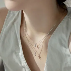 Layered Cross Necklace Silver thumbnail 4